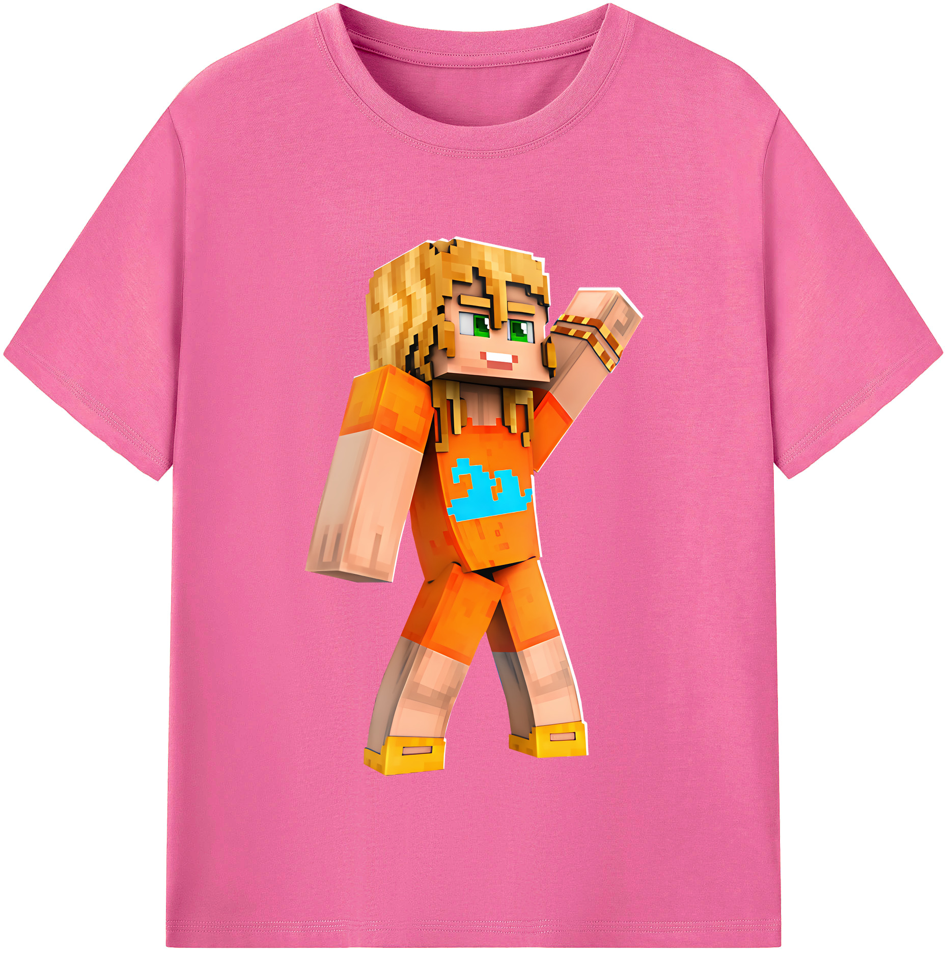 （画像用） マインクラフト ブロックの世界 Minecraft MC Block world レディースカジュアルプリントTシャツ（綿100％）